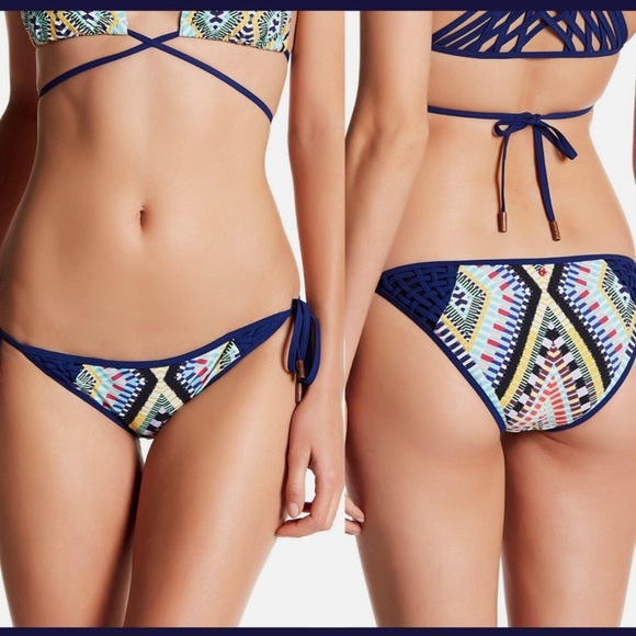 Red Carter Cali Cut Bikini Bottoms in Blue [SZ S 6 US ] - Picture 1 of 7